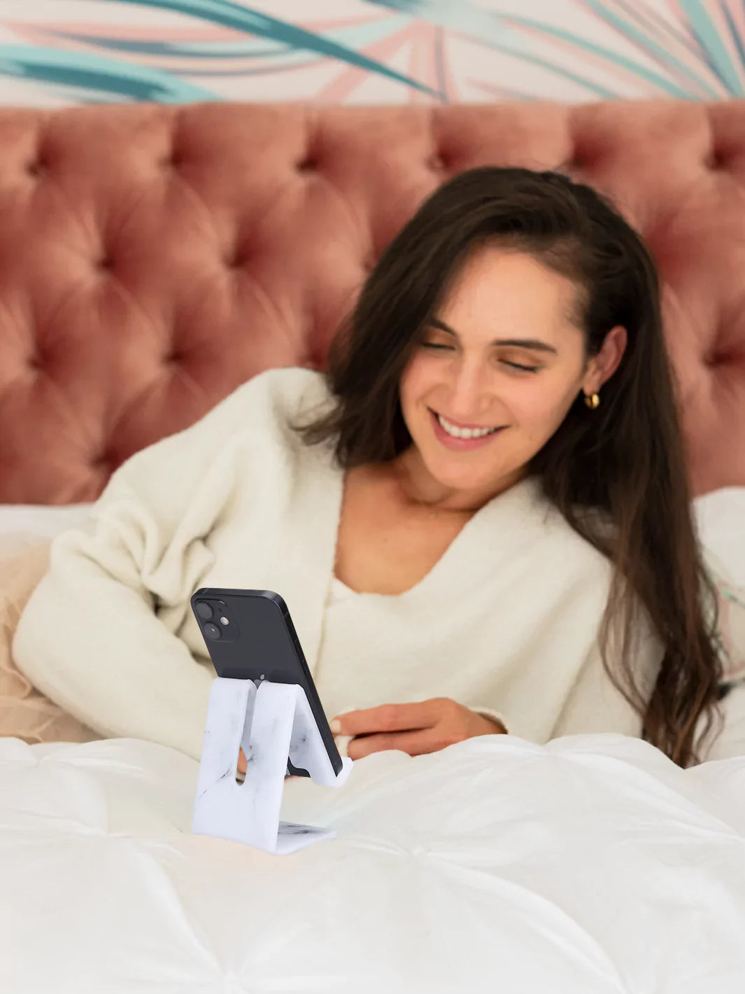 White Marble Acrylic Phone and Tablet Stand