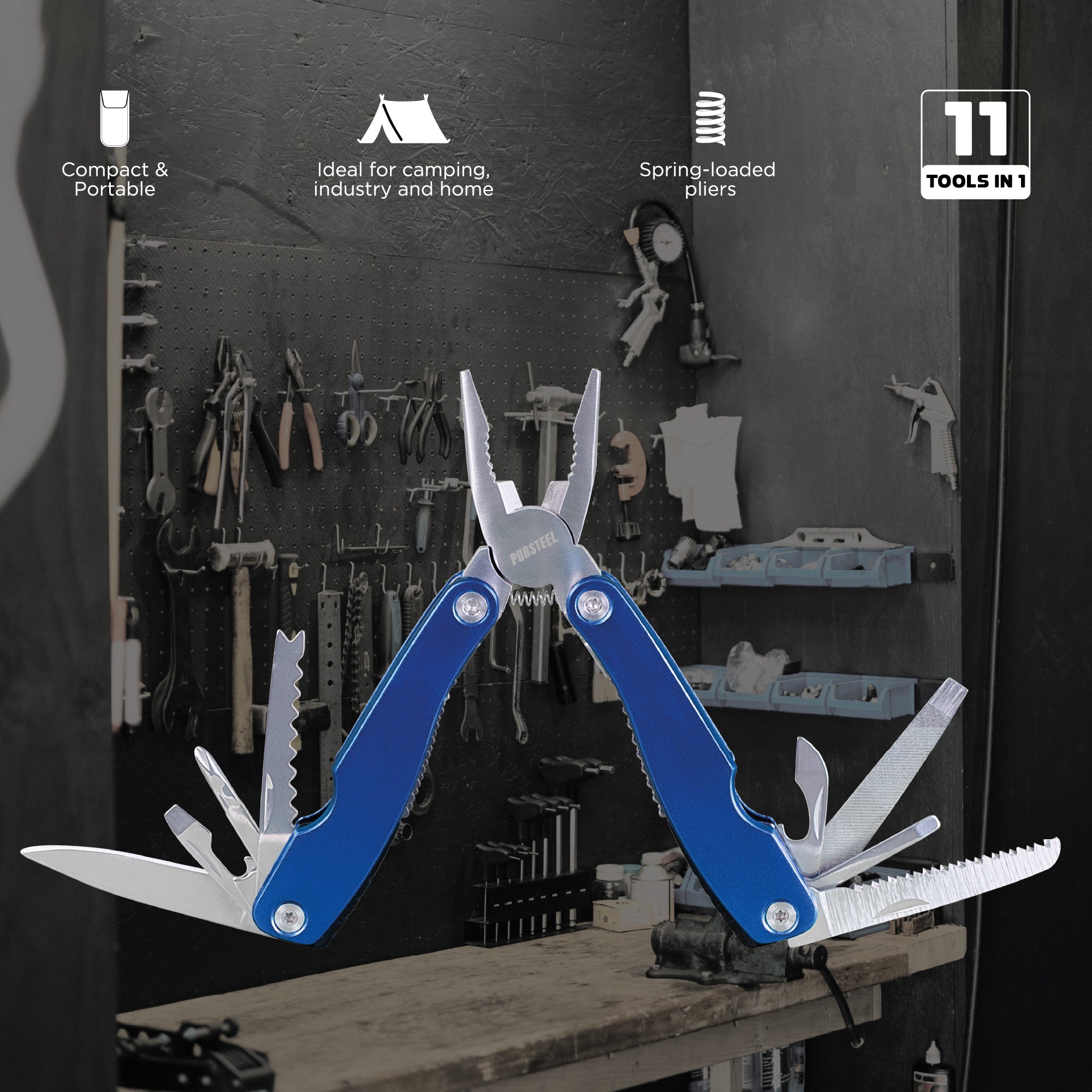 11 - in - 1 Multifunction Tool – Compact Stainless Steel Multi - Tool for Everyday Use - eighttwentytwo92