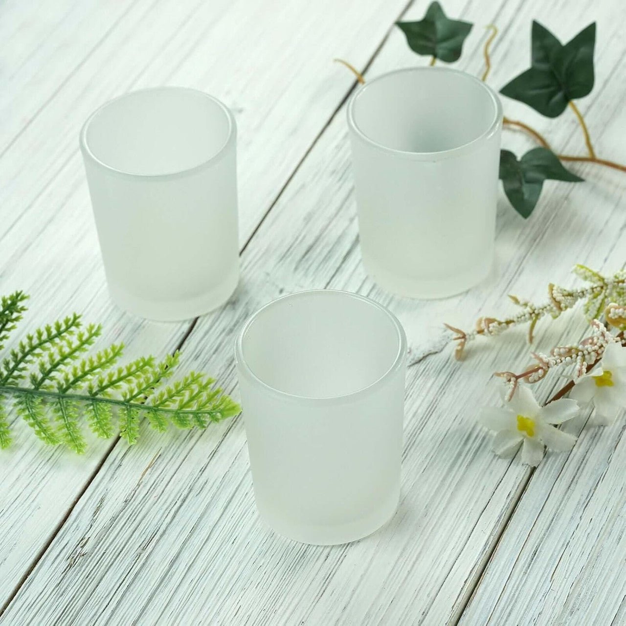 20 Pack Frosted White Glass Votive Candle Holders for Tealights & Home Décor - eighttwentytwo92