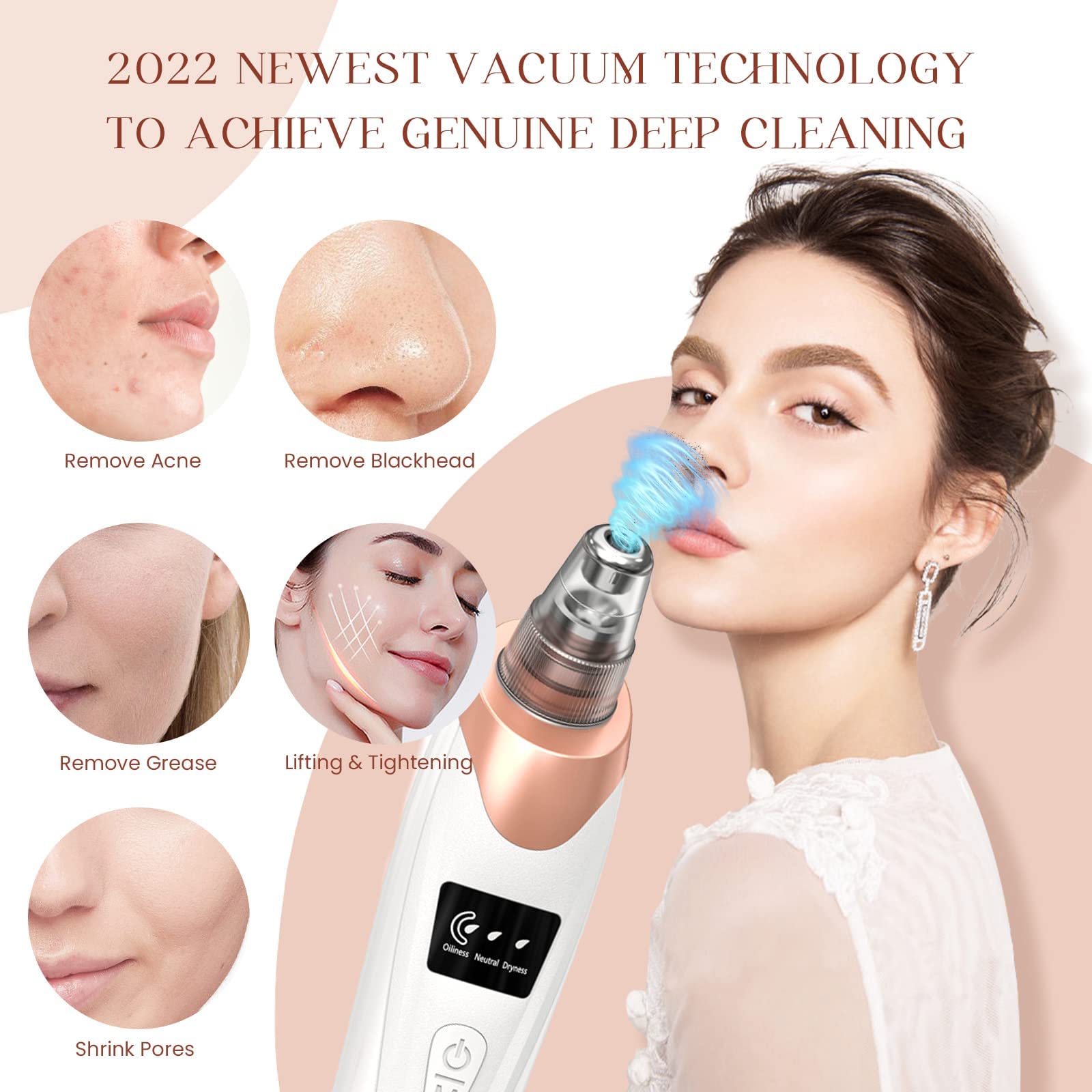 2025 Blackhead Remover Pore Vacuum,Facial Pore Cleaner - 5 Suction Power,5 Probes,USB Rechargeable Blackhead Vacuum Kit Electric Acne Extractor Tool for Adult - eighttwentytwo92