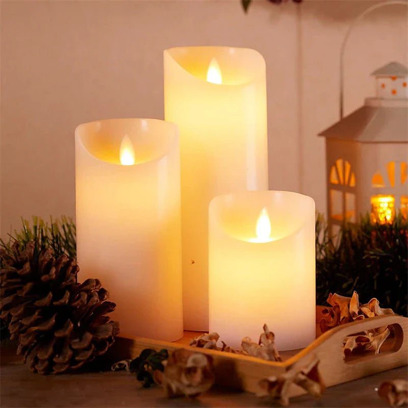 3 - Pack Flameless LED Candles with Remote & Timer – Real Wax, Color - Changing - eighttwentytwo92