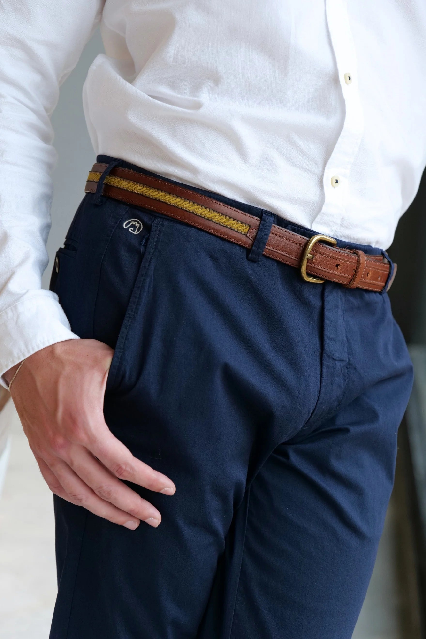 Spring Summer Blue Cotton Chino Trousers