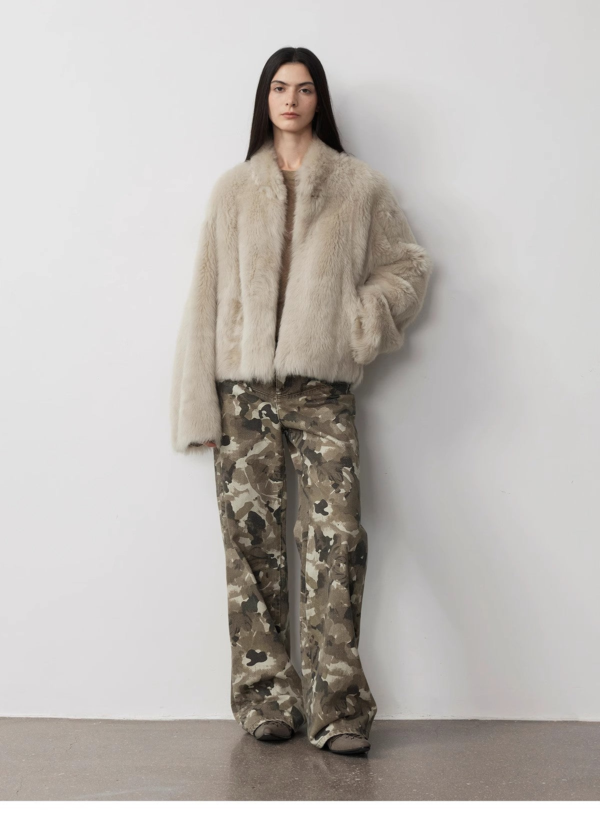 "Camouflage Charm " Cool, Trendy, Unique, and Personalized Original Camouflage Print Washed Loose Straight-Leg Denim Jea