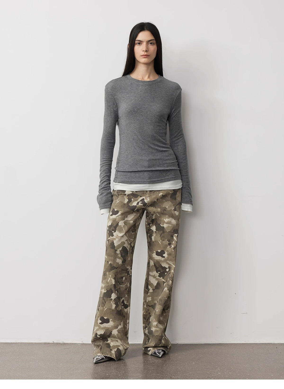 "Camouflage Charm " Cool, Trendy, Unique, and Personalized Original Camouflage Print Washed Loose Straight-Leg Denim Jea