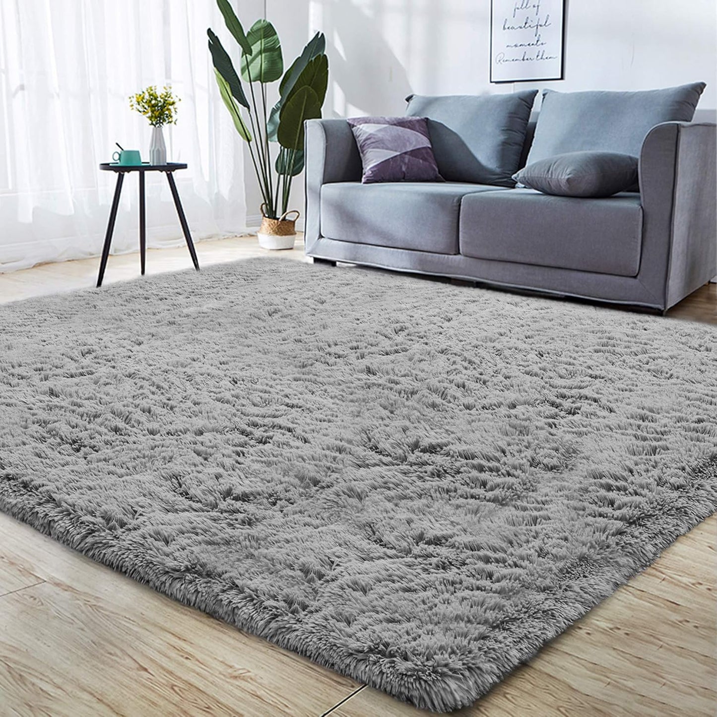 round Rainbow Rug, 4Ft Fluffy Shag Fuzzy Soft Circular Rug for Bedroom, Nursery, Kids Room, Indoor Plush Shaggy Furry Home Decor