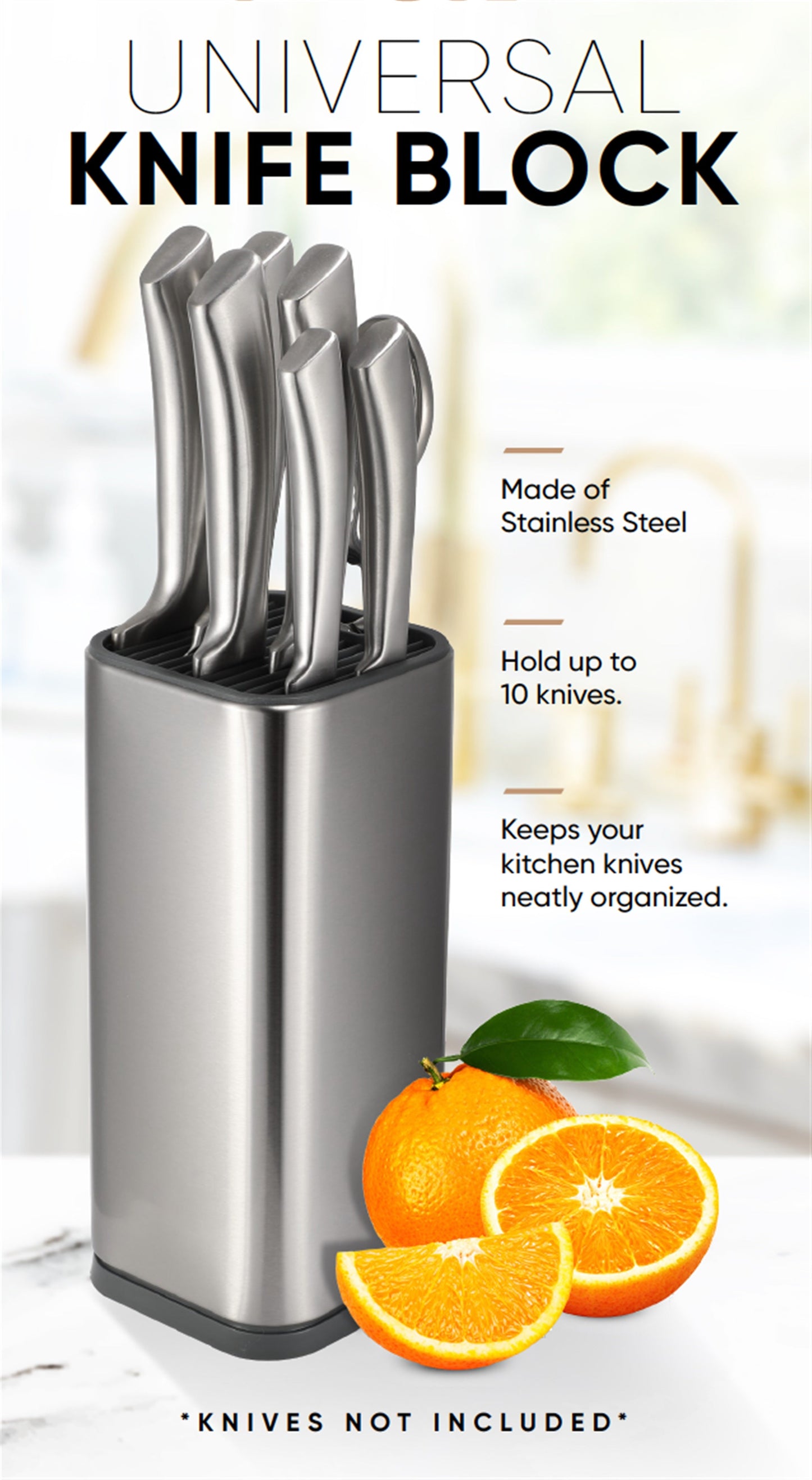 Universal Knife Block Holder, Silver