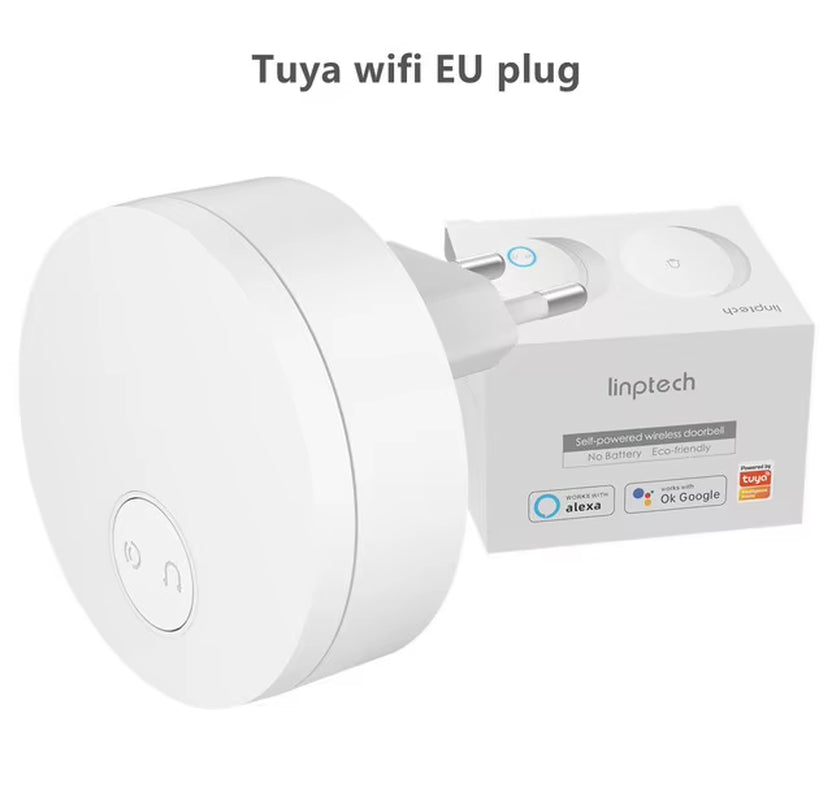 Linptech Wireless Doorbell Smart Home Outdoor Remote Reminder No Need Battery Self-Powered Door Bell Work with Mijia Tuya App