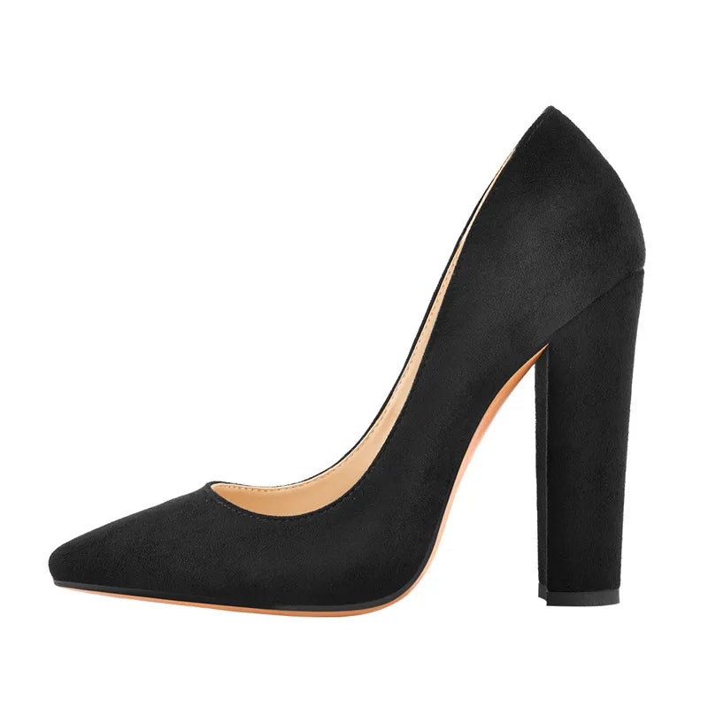Onlymaker Women's Pointed Toe Block Heel Pump