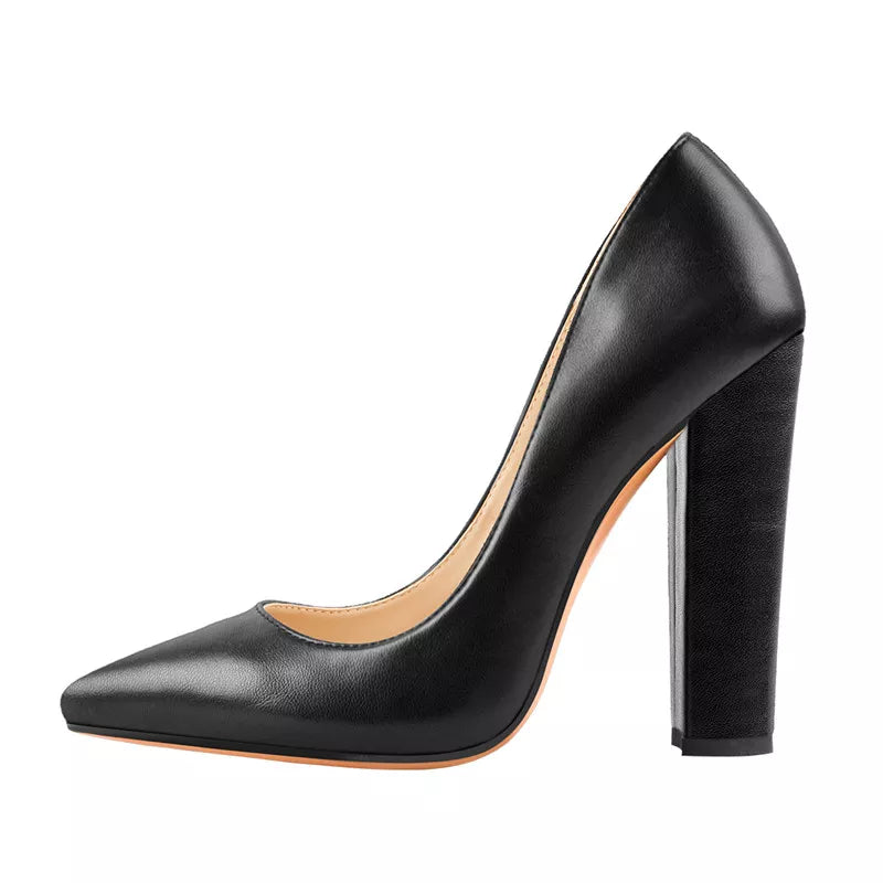 Onlymaker Women's Pointed Toe Block Heel Pump