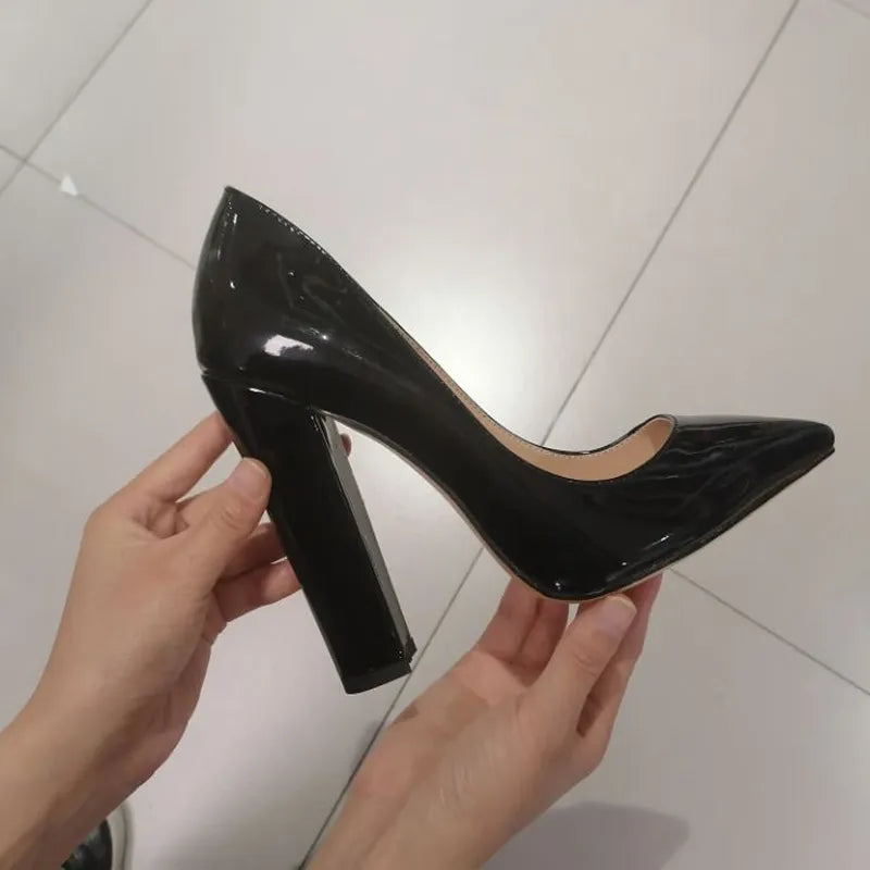 Onlymaker Women's Pointed Toe Block Heel Pump