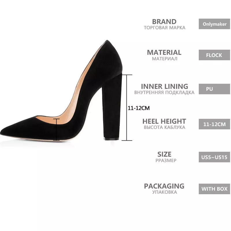 Onlymaker Women's Pointed Toe Block Heel Pump