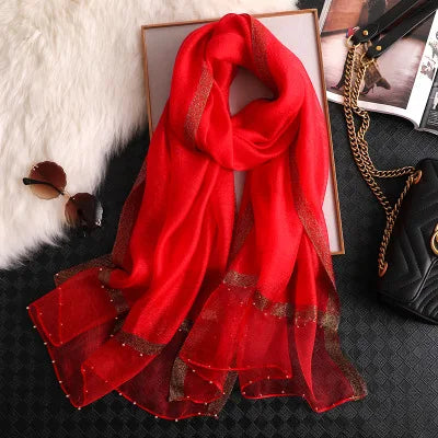 Summer Silk & Wool Long Scarf – Soft Lightweight Wrap for Women