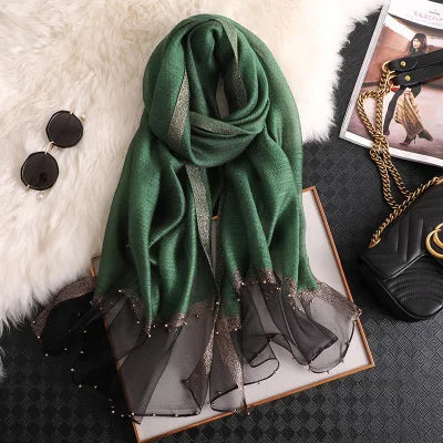 Summer Silk & Wool Long Scarf – Soft Lightweight Wrap for Women