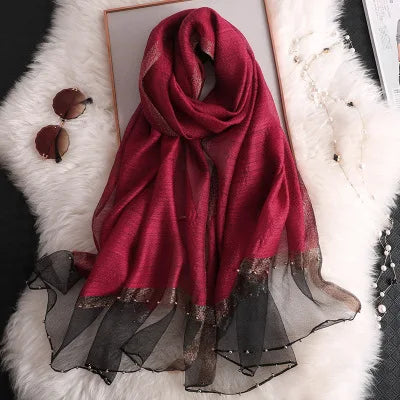 Summer Silk & Wool Long Scarf – Soft Lightweight Wrap for Women