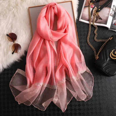 Summer Silk & Wool Long Scarf – Soft Lightweight Wrap for Women