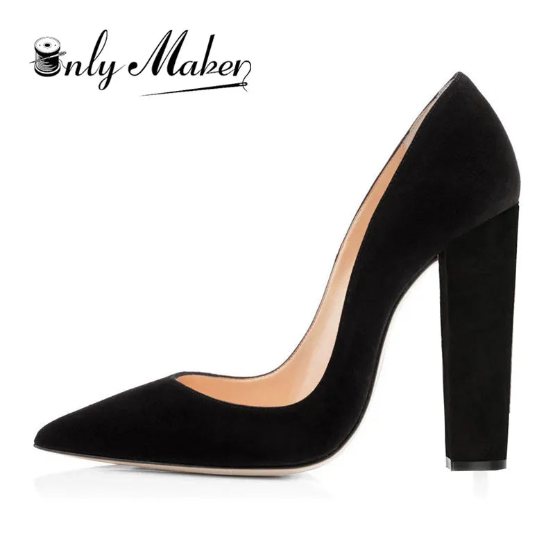 Onlymaker Women's Pointed Toe Block Heel Pump