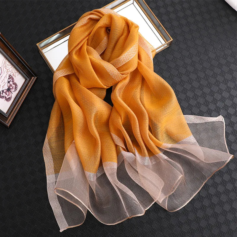 Summer Silk & Wool Long Scarf – Soft Lightweight Wrap for Women