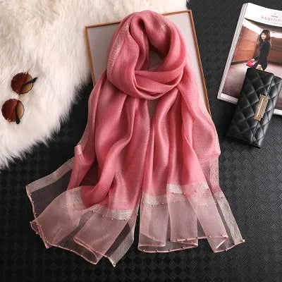 Summer Silk & Wool Long Scarf – Soft Lightweight Wrap for Women
