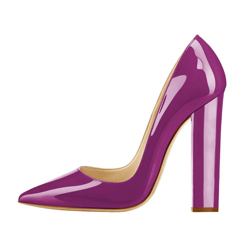 Onlymaker Women's Pointed Toe Block Heel Pump
