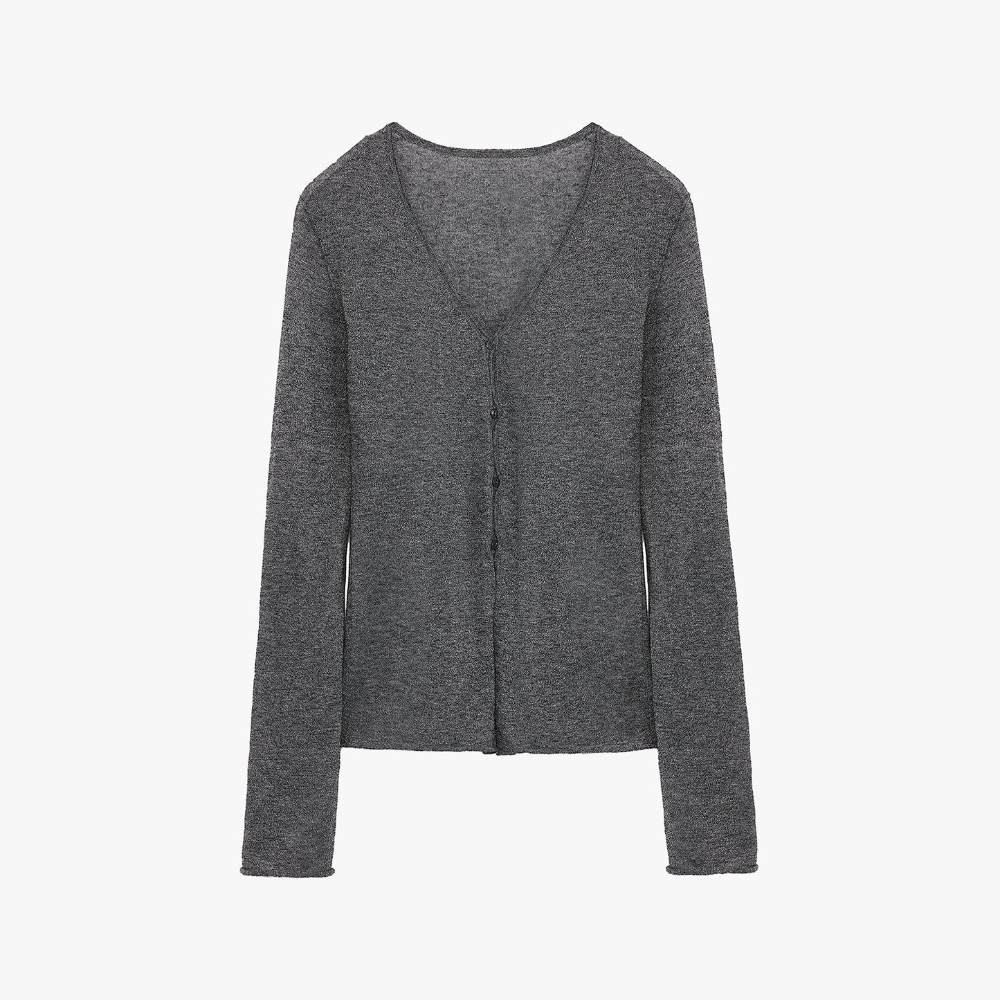 "Long Island Vacation" Wool Blend V-Neck Straight Shoulder Knitted Cardigan Spring