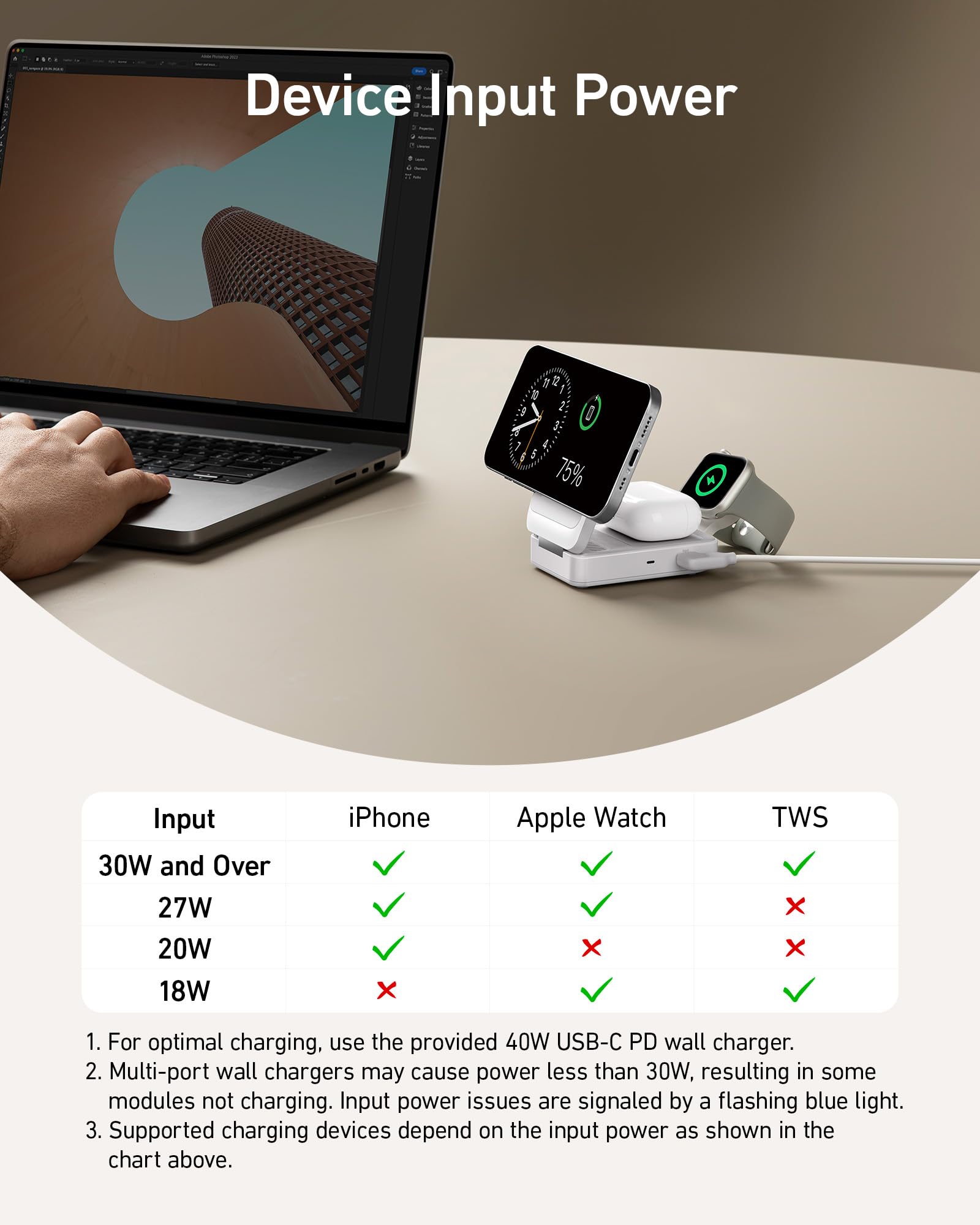 Anker MagGo 3 in 1 iPhone 17 Charging Station, MagSafe - Compatible Wireless Charger Stand, Qi2 Certified 15W Foldable Charger for iPhone 17/16/15/14/13/12, AirPods, Apple Watch Ultra(Adapter Included) - eighttwentytwo92