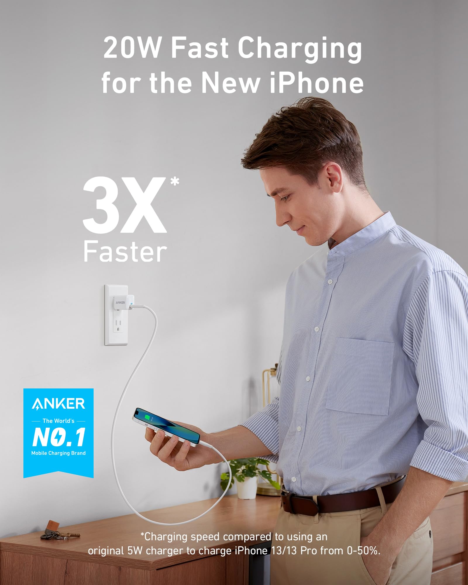 Anker USB C Charger Block 20W, 511 Charger ( Nano ), PIQ 3.0 Durable Compact Fast Charger with 6feet USB C to Lightning Cable (MFi Certified) for 14/14 Plus/14 Pro/14 Pro Max/13/iPad Pro and More - eighttwentytwo92