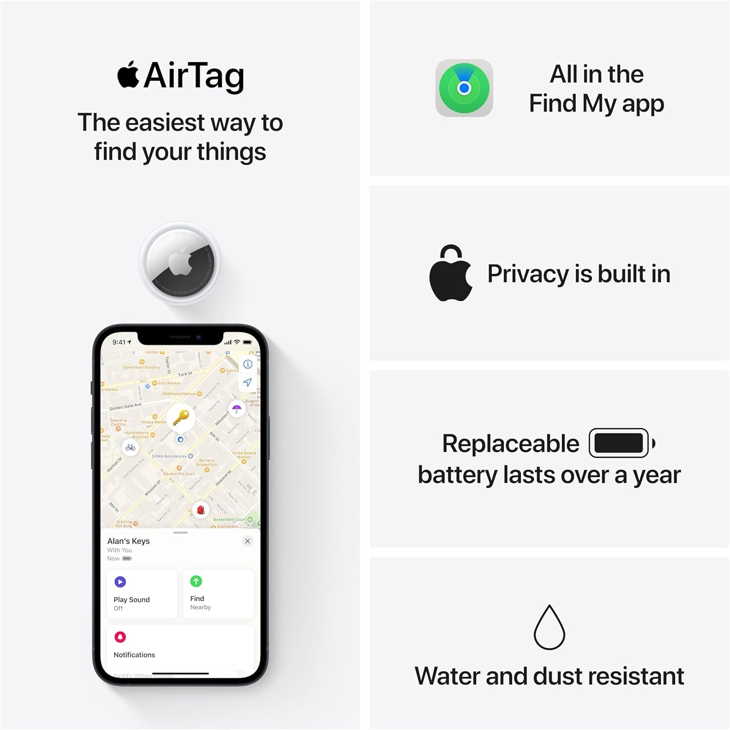 Apple AirTag 4 Pack. Keep Track of and find Your Keys, Wallet, Luggage, Backpack, and More. Simple one - tap Set up with iPhone or iPad - eighttwentytwo92