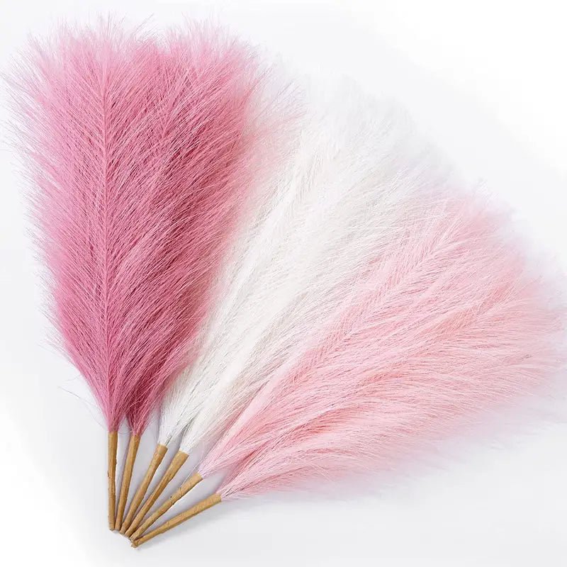 Artificial Pampas Grass Stems Set of 3 – Blush, Cream & Pink Gradient - eighttwentytwo92