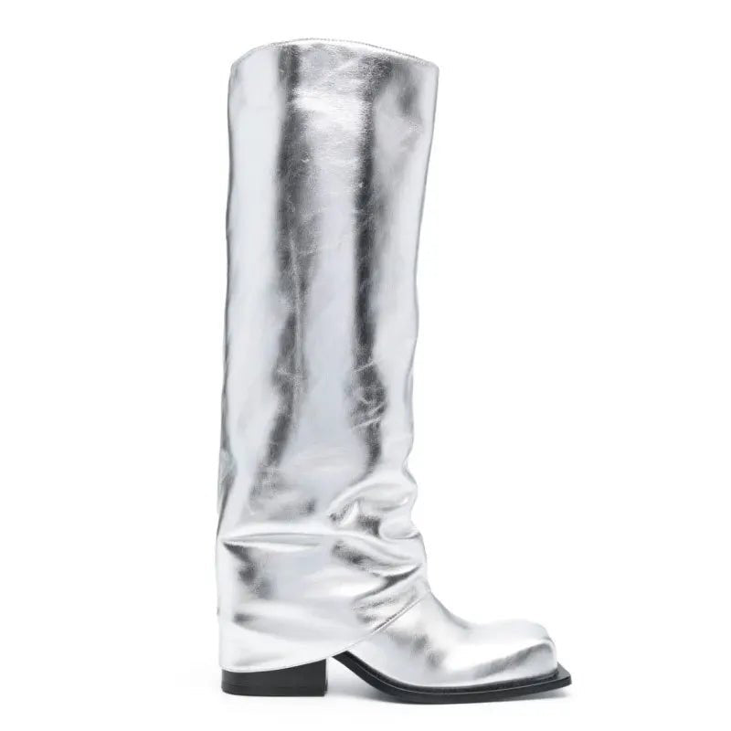 Baddie Barrel Boot - Silver - eighttwentytwo92