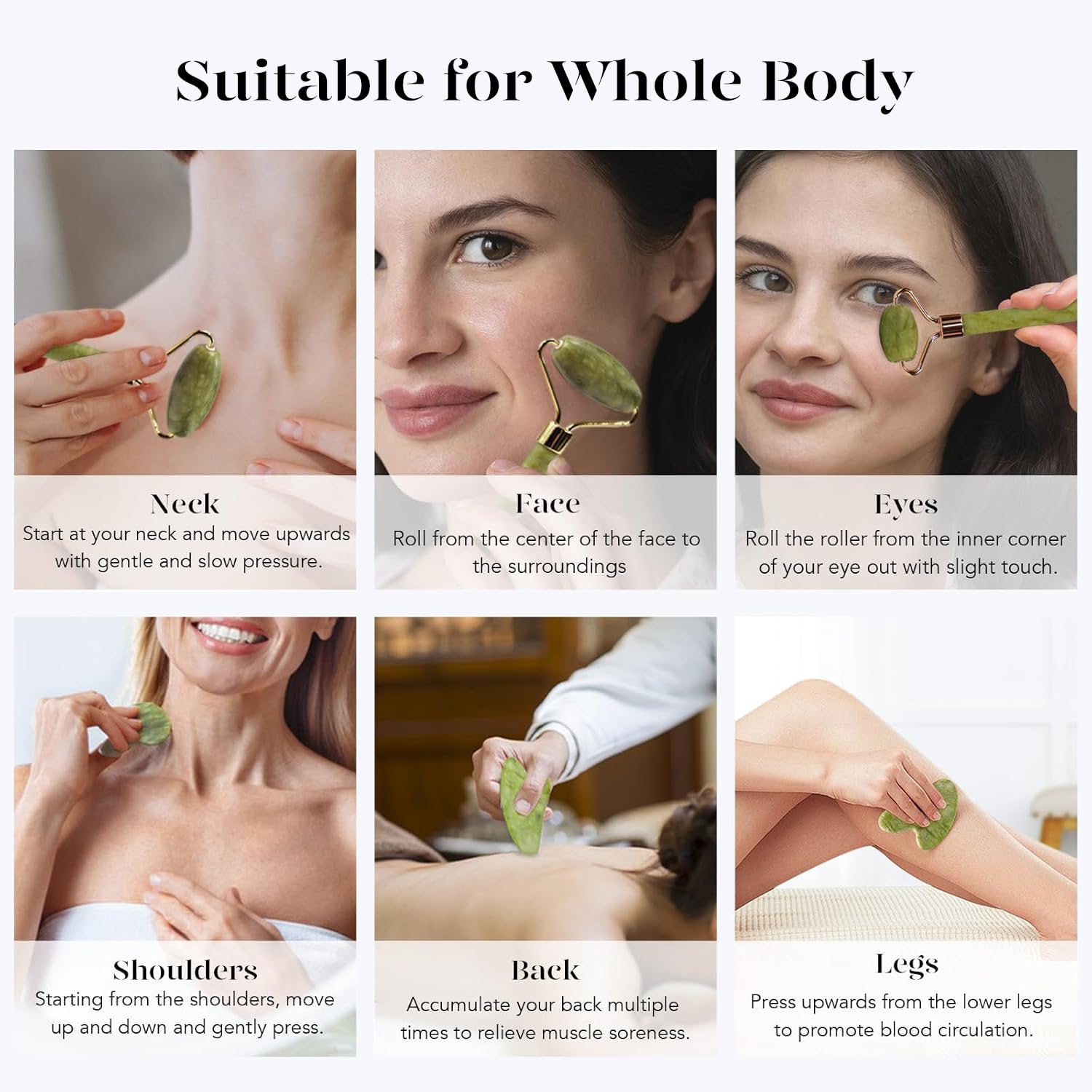 BAIMEI IcyMe Gua Sha & Jade Roller Facial Tools Face Roller and Gua Sha Set for Puffiness and Redness Reducing Skin Care Routine, Self Care Gift for Men Women - Green - eighttwentytwo92
