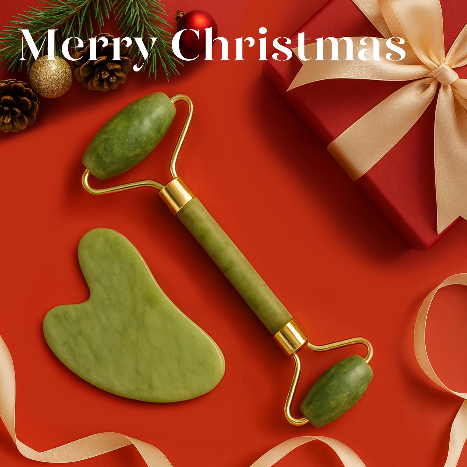 BAIMEI IcyMe Gua Sha & Jade Roller Facial Tools Face Roller and Gua Sha Set for Puffiness and Redness Reducing Skin Care Routine, Self Care Gift for Men Women - Green - eighttwentytwo92