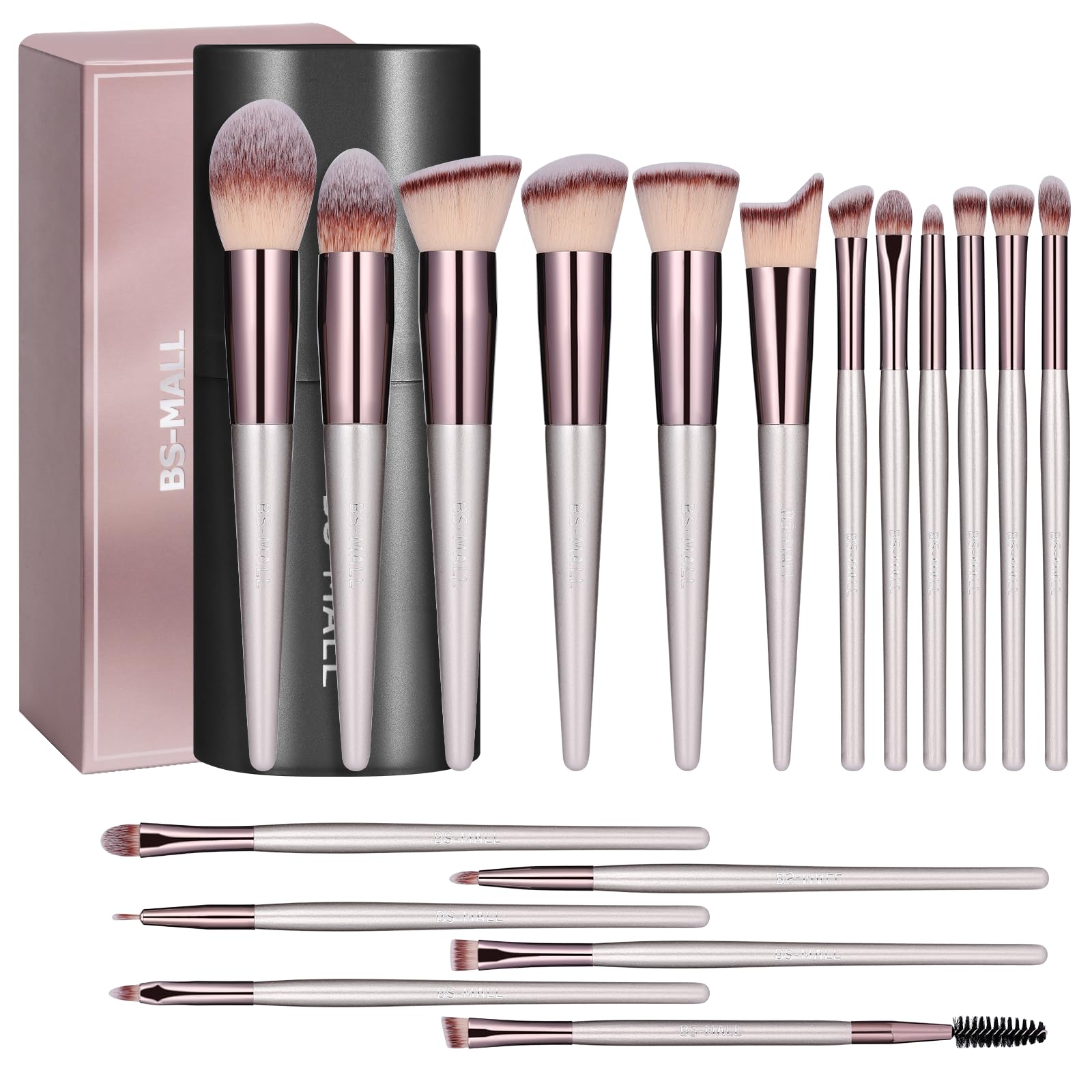 BS - MALL Makeup Brush Set 18 Pcs Premium Synthetic Foundation Powder Concealers Eye shadows Blush Makeup Brushes with black case - eighttwentytwo92