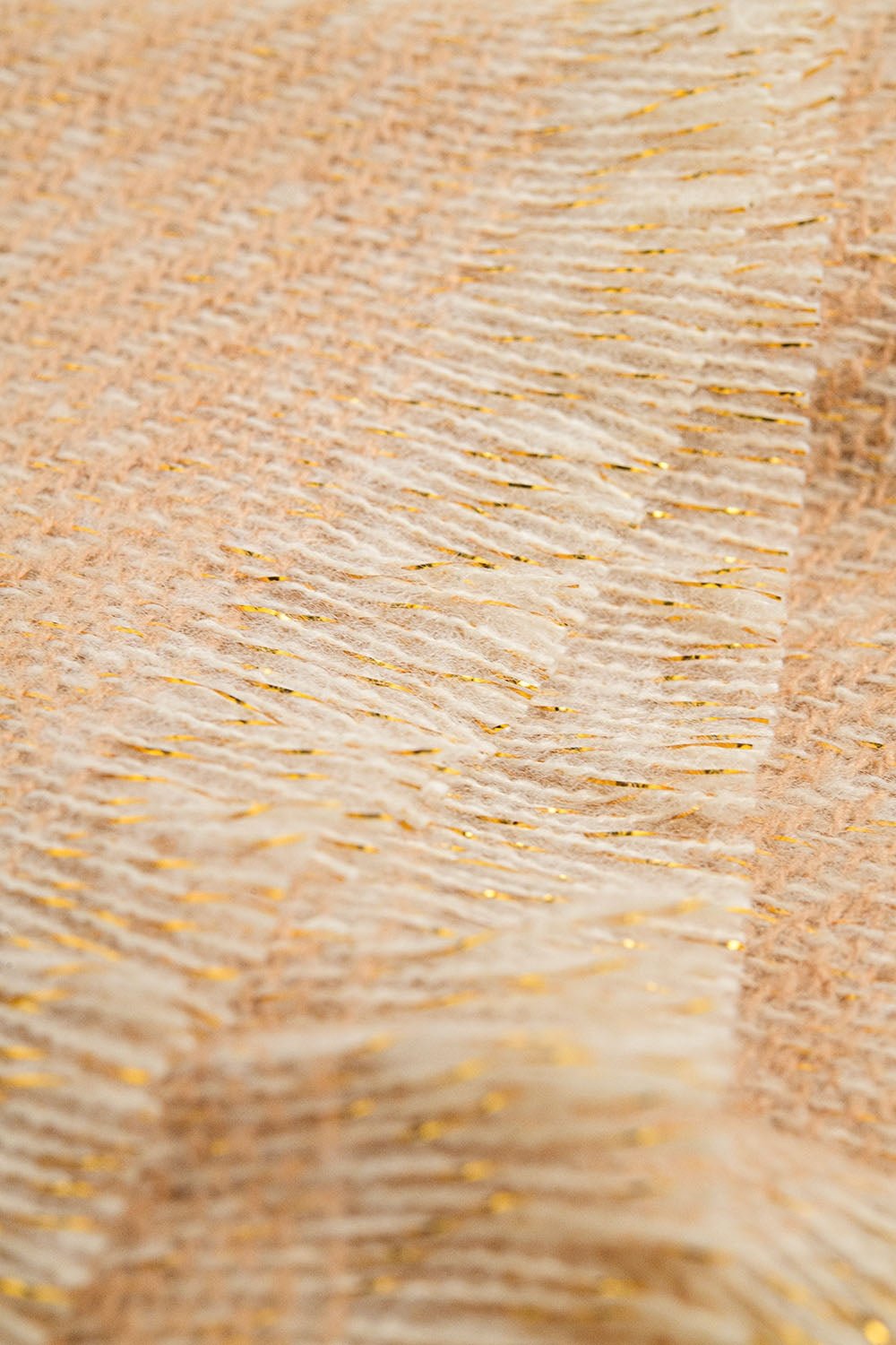 Camel - Colored Scarf With Gold Thread Detail - eighttwentytwo92