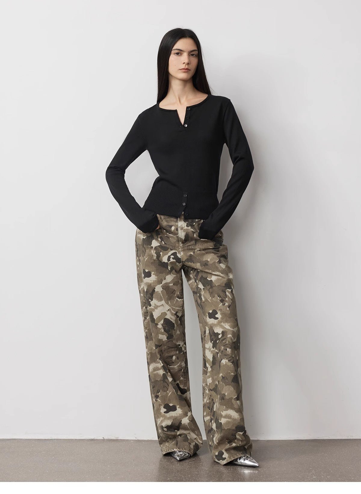 "Camouflage Charm " Cool, Trendy, Unique, and Personalized Original Camouflage Print Washed Loose Straight - Leg Denim Jea - eighttwentytwo92