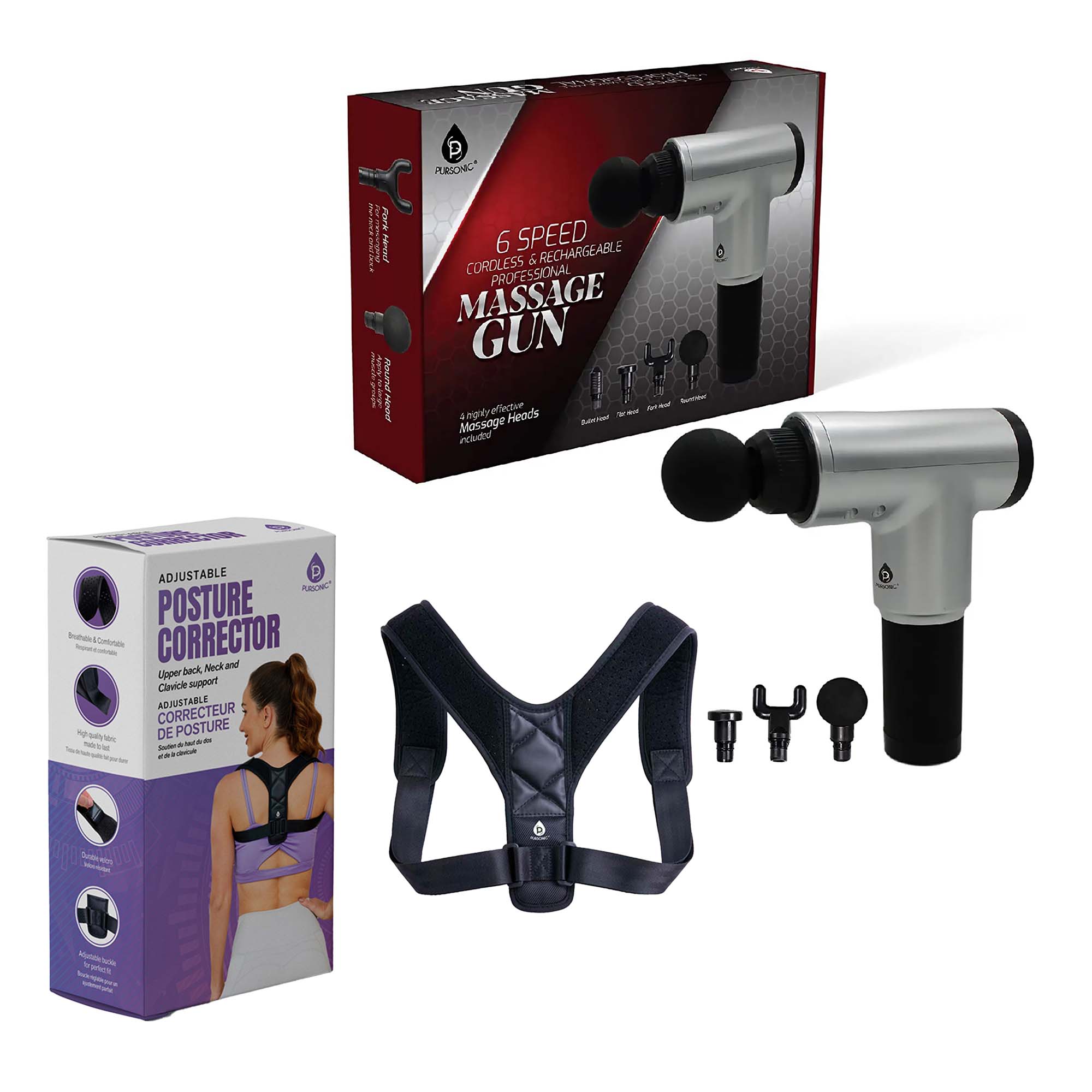 Cordless Massage Gun & Adjustable Posture Corrector Support Bundle - eighttwentytwo92