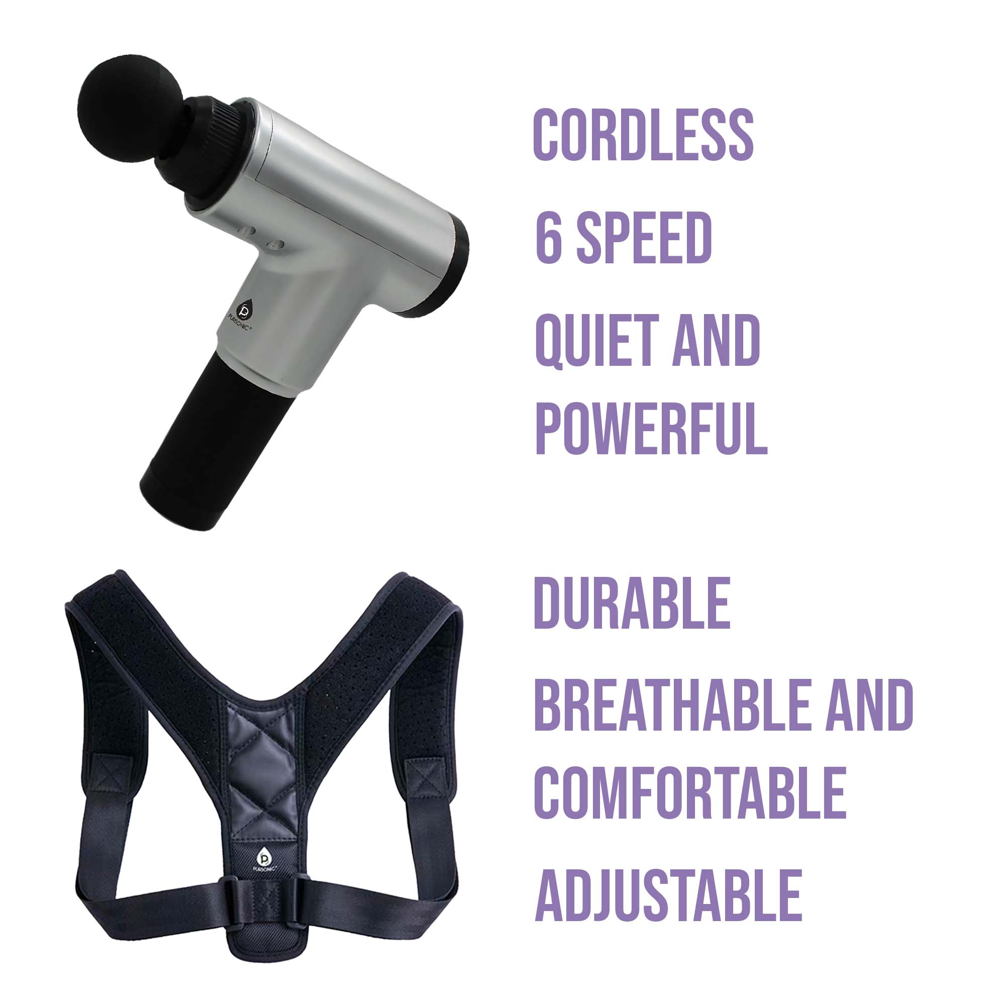 Cordless Massage Gun & Adjustable Posture Corrector Support Bundle - eighttwentytwo92