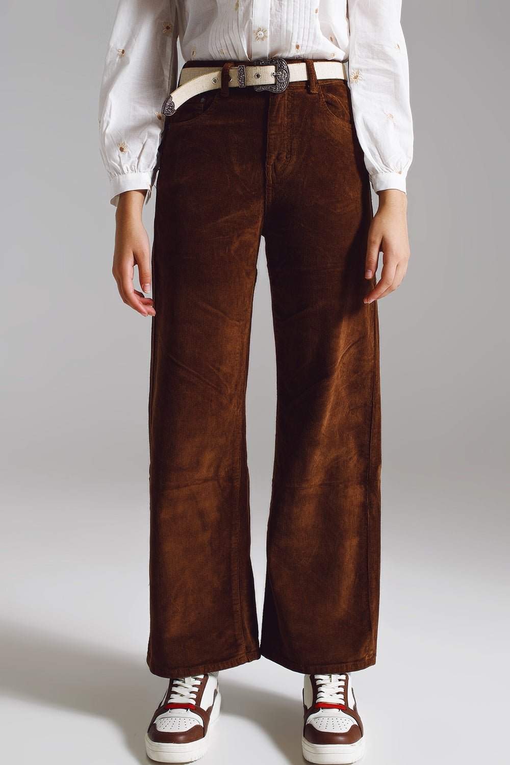 Cropped Cord Pants in Brown - eighttwentytwo92