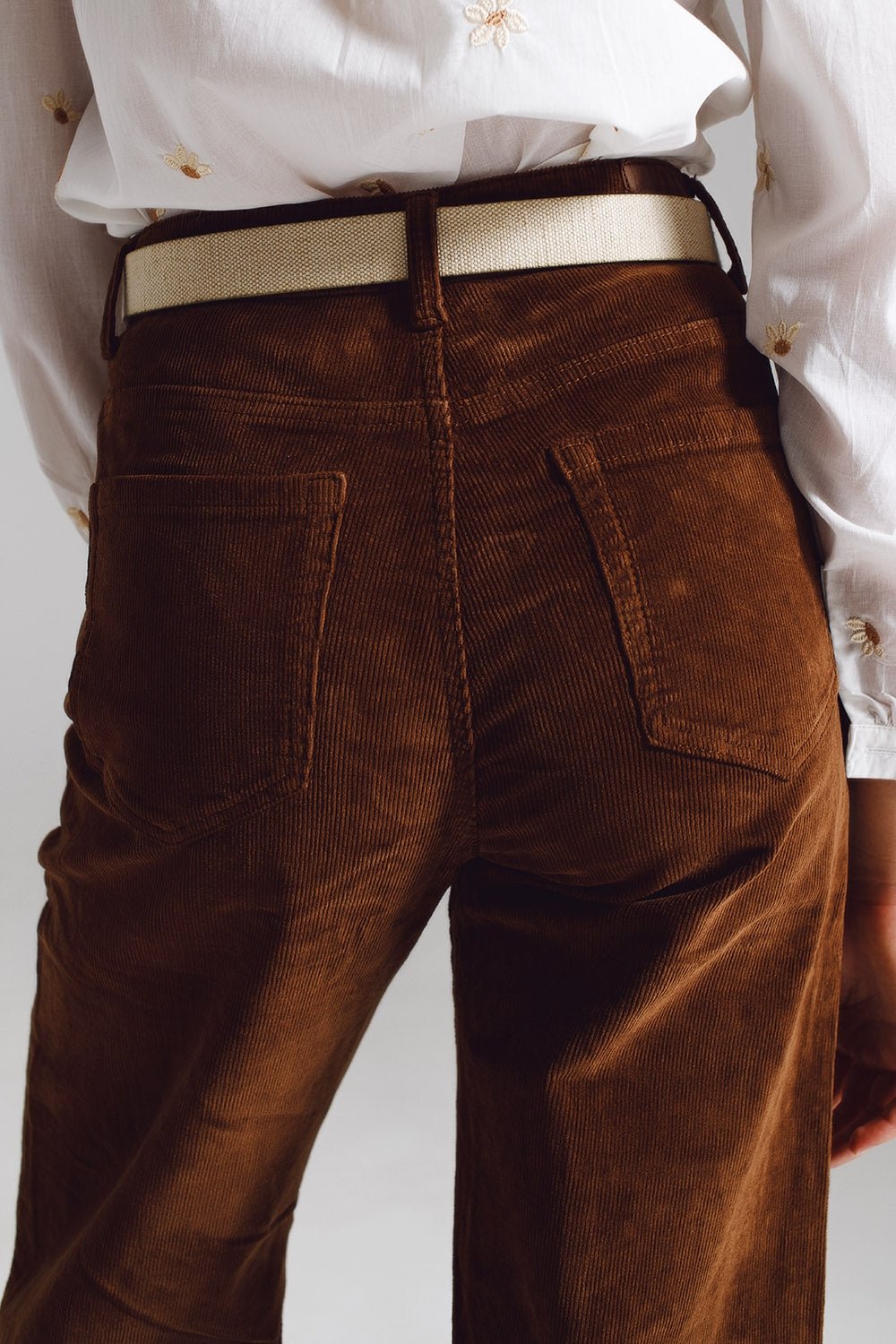 Cropped Cord Pants in Brown - eighttwentytwo92
