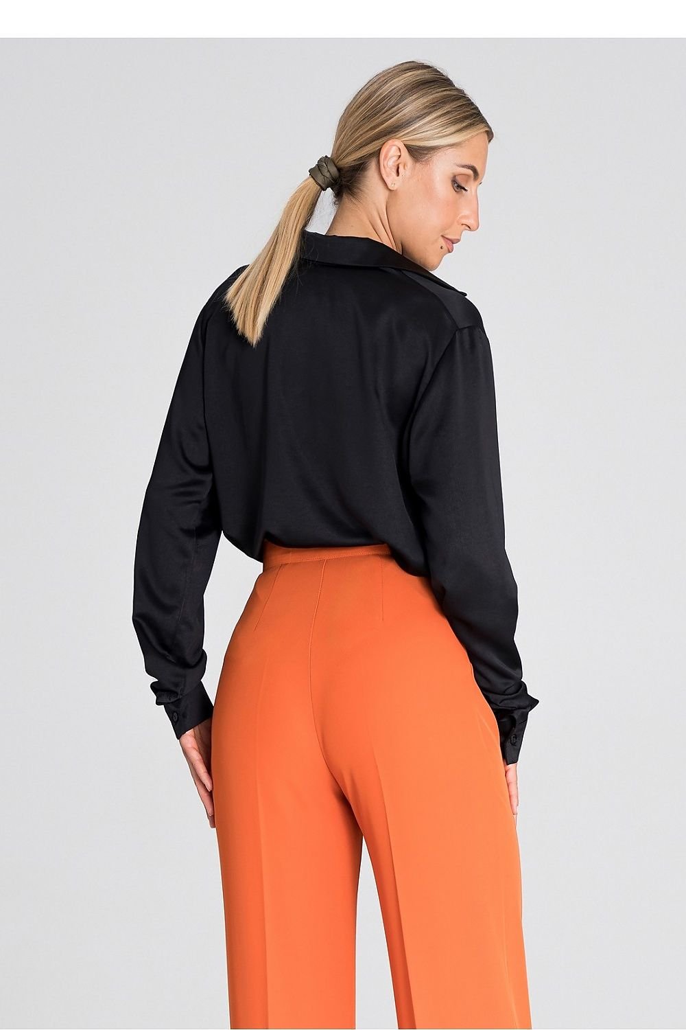 Asymmetrical Black Button-Up Shirt by Figl
