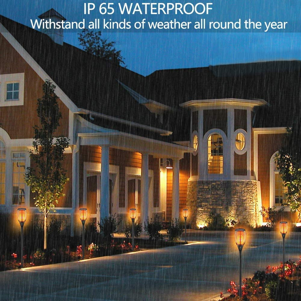 Upgraded Larger Solar Torch Lights, Waterproof Outdoor Dancing Flames Light, Flickering Flames Garden Lights, Landscape Decoration Pathway Patio Lights 43" 96 LED (4 Pack)