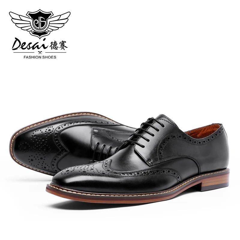 DESAI Genuine Leather Oxford Brogue Men’s Dress Shoes – Premium Formal Footwear - eighttwentytwo92