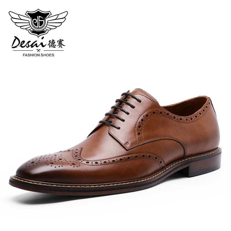 DESAI Genuine Leather Oxford Brogue Men’s Dress Shoes – Premium Formal Footwear - eighttwentytwo92