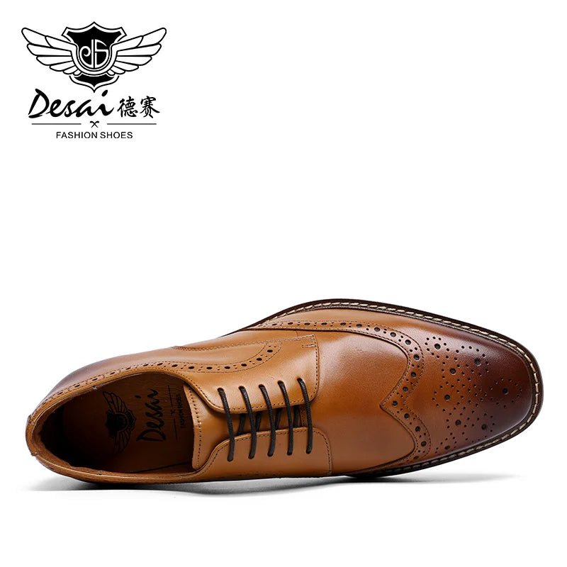 DESAI Genuine Leather Oxford Brogue Men’s Dress Shoes – Premium Formal Footwear - eighttwentytwo92
