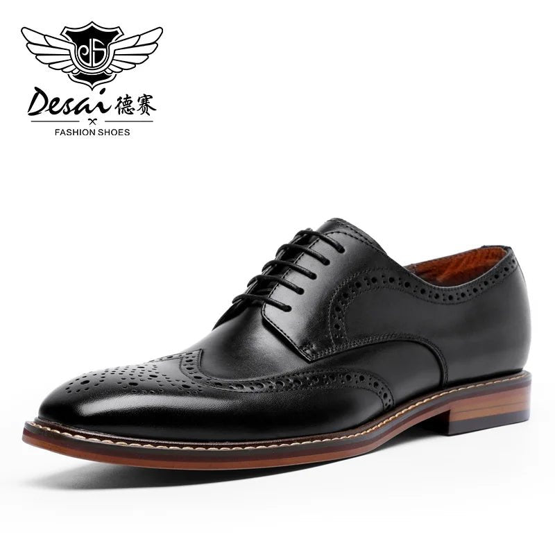 DESAI Genuine Leather Oxford Brogue Men’s Dress Shoes – Premium Formal Footwear - eighttwentytwo92