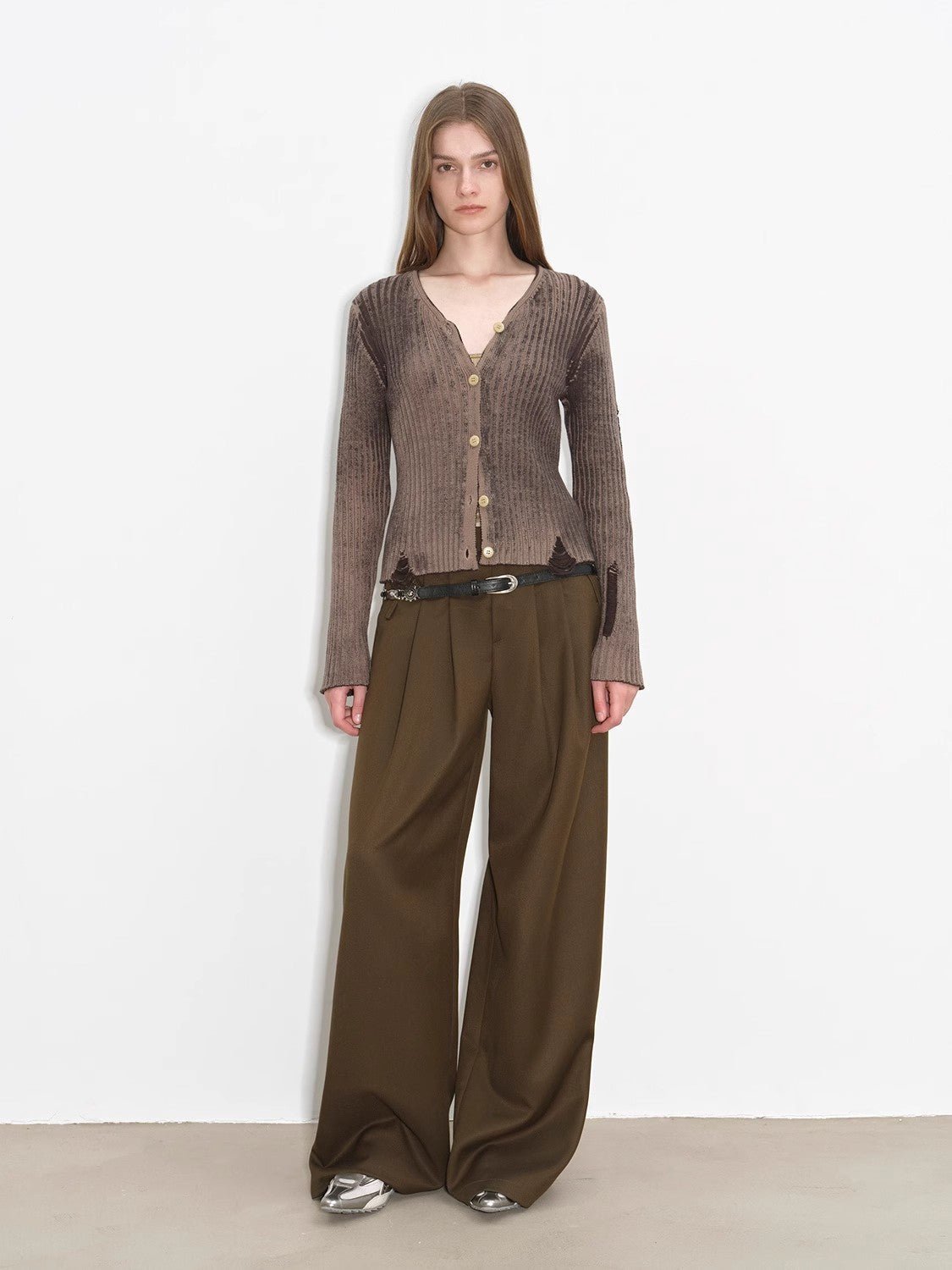 Draped Pleated Wide - Leg Pants for Women | Mid - Rise Tailored Fit Trousers - eighttwentytwo92
