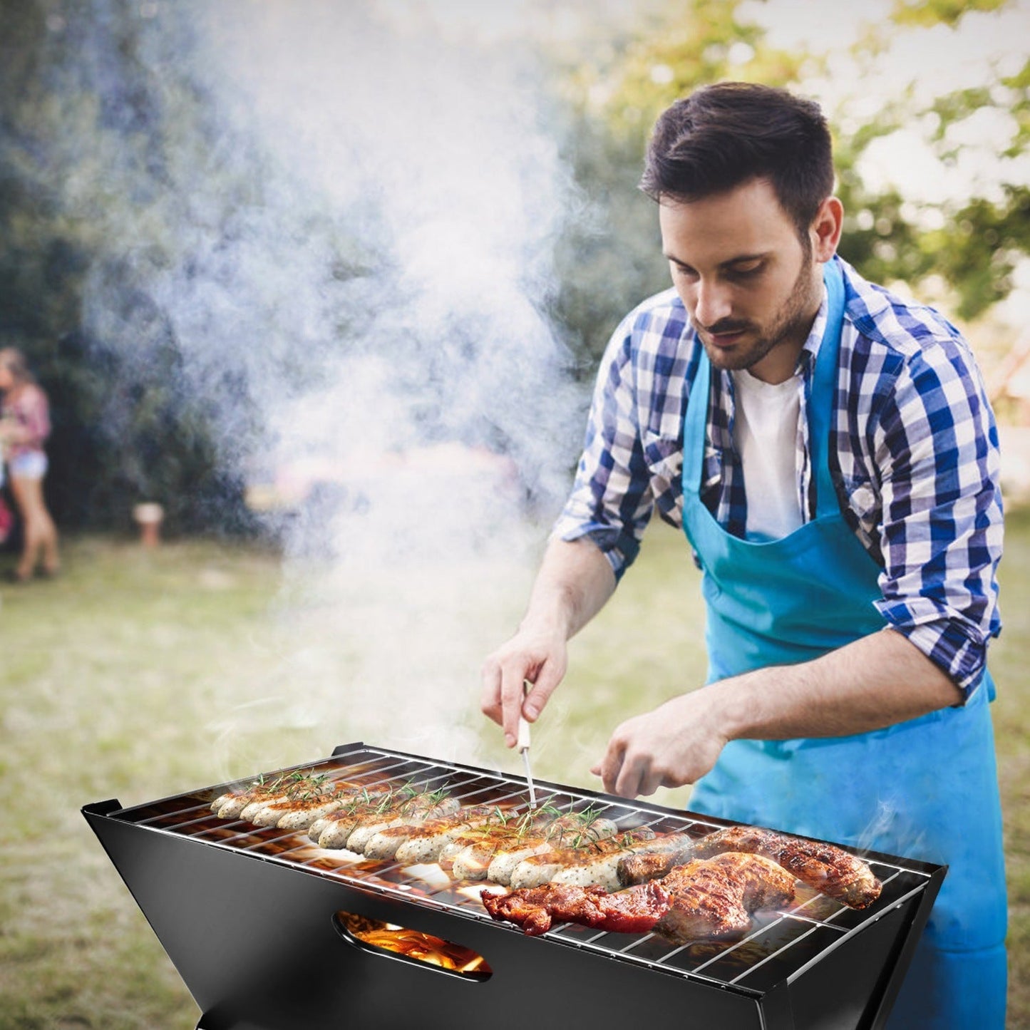 Portable Foldable Charcoal Grill – Compact BBQ with Large Cooking Area