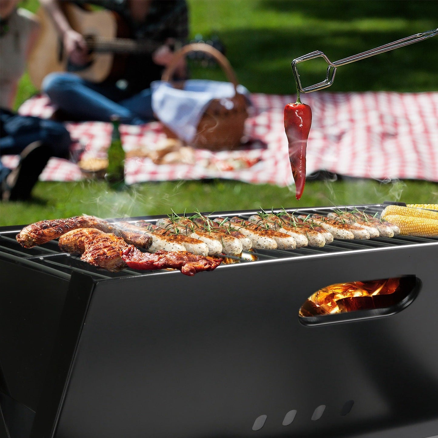Portable Foldable Charcoal Grill – Compact BBQ with Large Cooking Area