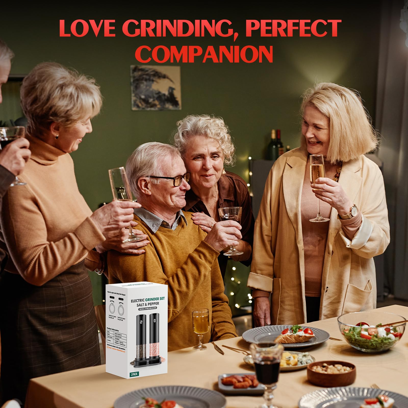 Electric Salt and Pepper Grinder Set Automatic Battery Pepper Mill Shakers Adjustable Coarseness Upgraded Larger Capacity with Led Home and Kitchen Appliances Christmas Gifts for Women - eighttwentytwo92