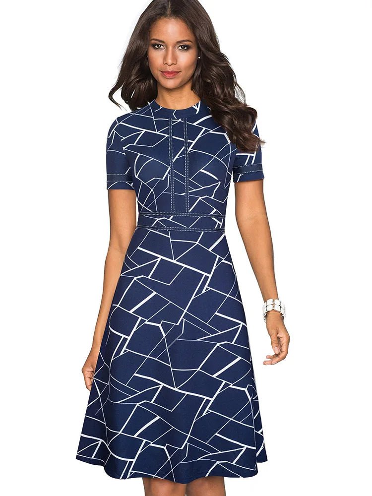 Elegant Fit & Flare Belted A - Line Dress for Women | Knee - Length Office Wear - eighttwentytwo92