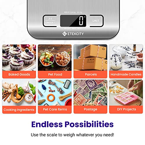 Etekcity Food Kitchen Scale, Digital Grams and Ounces for Weight Loss, Baking, Cooking, Keto and Meal Prep, LCD Display, Medium, 304 Stainless Steel - eighttwentytwo92